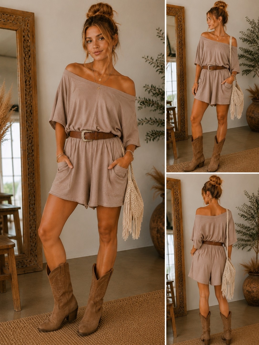 ☁️ NWT Free People Hot Shot Mocha Latte Romper in Sz Medium - Picture 2 of 8